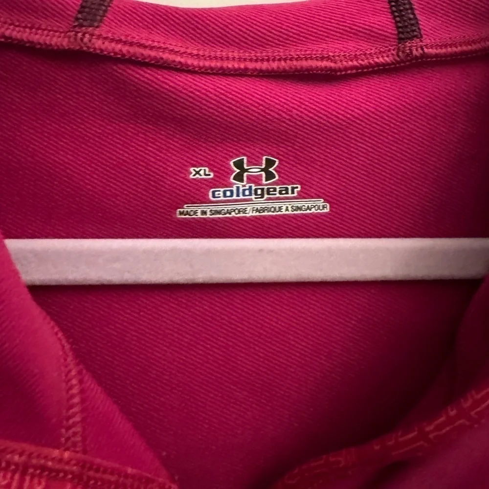 UNDER ARMOUR Pink Black Geometric coldgear Fitted Pullover Hoodie Size XL - Picture 2 of 9